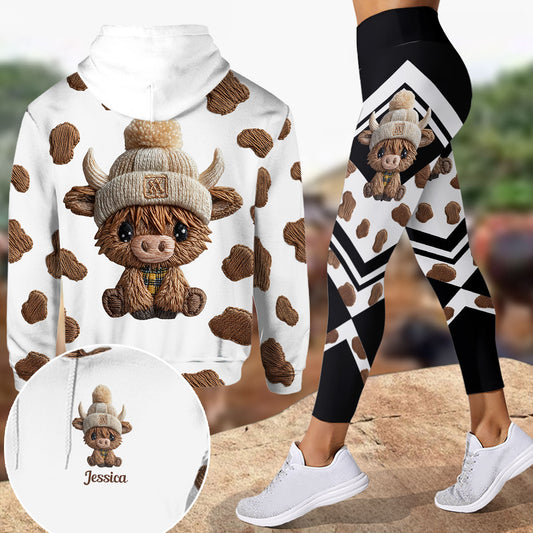 Niedliches Hochlandrind – Personalisierter Hochlandrind-Hoodie und Leggings