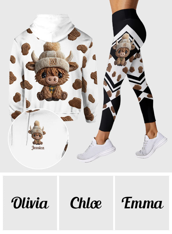 Niedliches Hochlandrind – Personalisierter Hochlandrind-Hoodie und Leggings