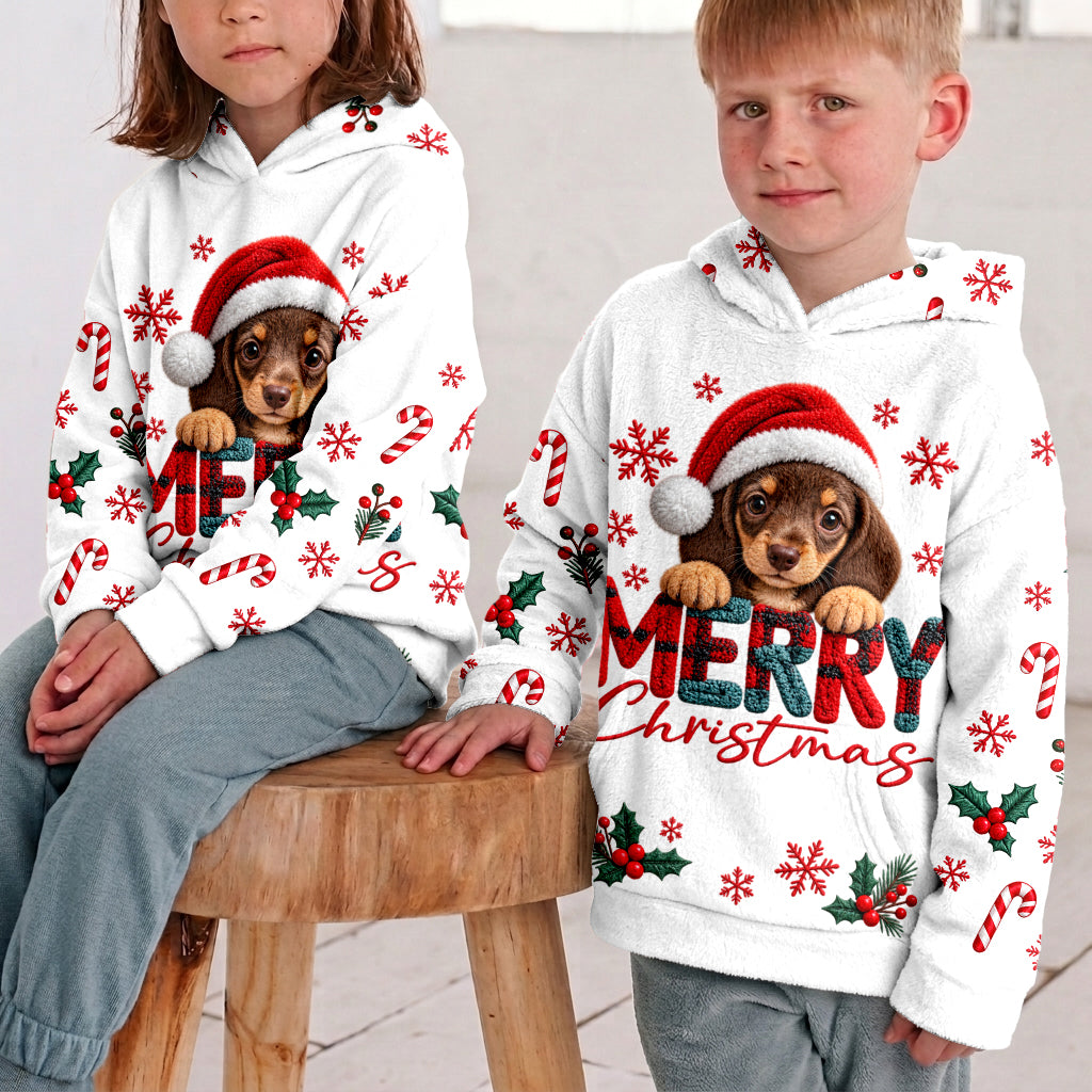 Merry Christmas - Personalized Dog Fleece Hoodie