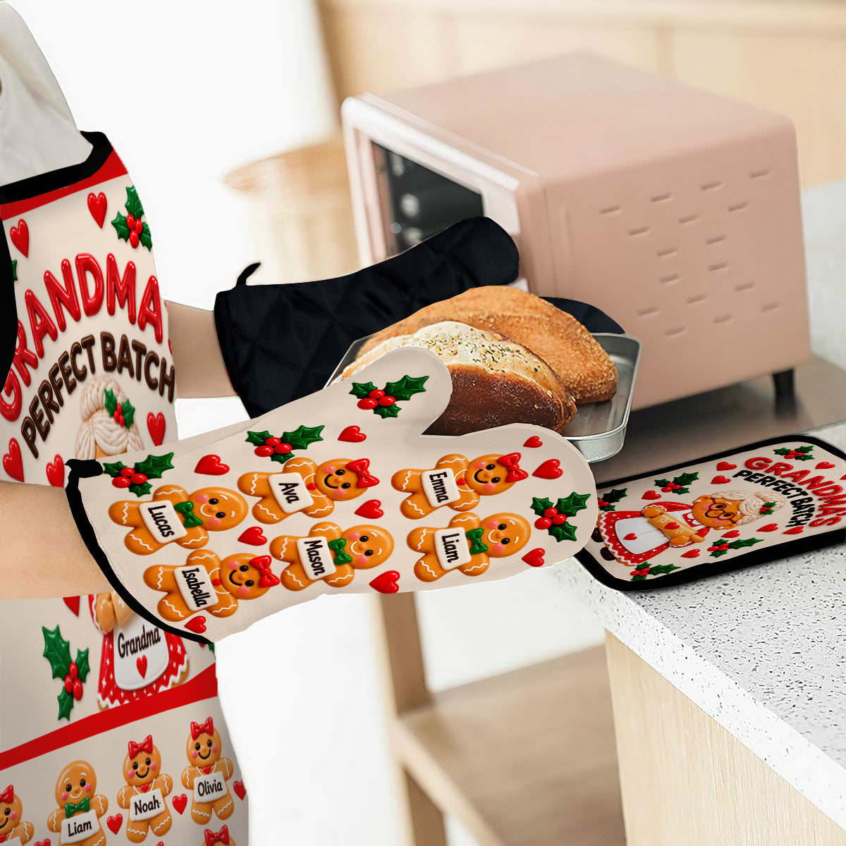 Grandma's Perfect Batch - Personalized Grandma Apron, Oven Mitts & Pot Holder