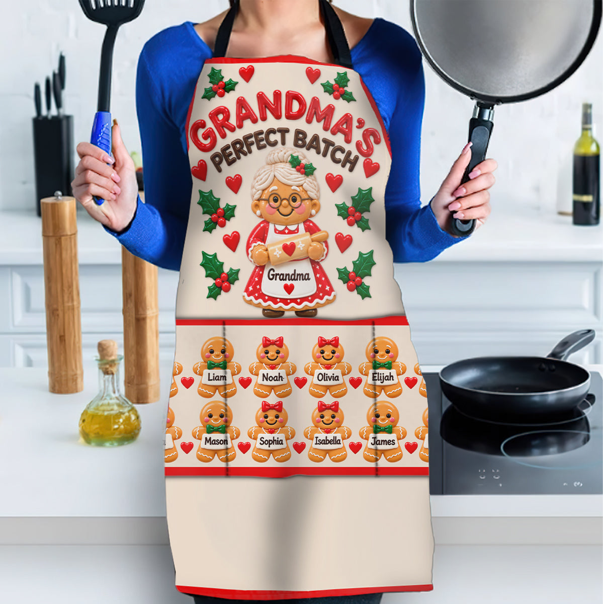 Grandma's Perfect Batch - Personalized Grandma Apron, Oven Mitts & Pot Holder