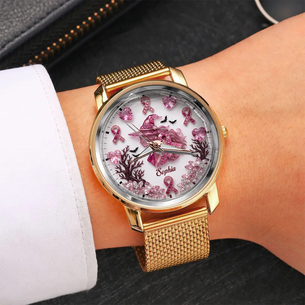 Montre Femme Personnalisée - Sensibilisation au Cancer du Sein