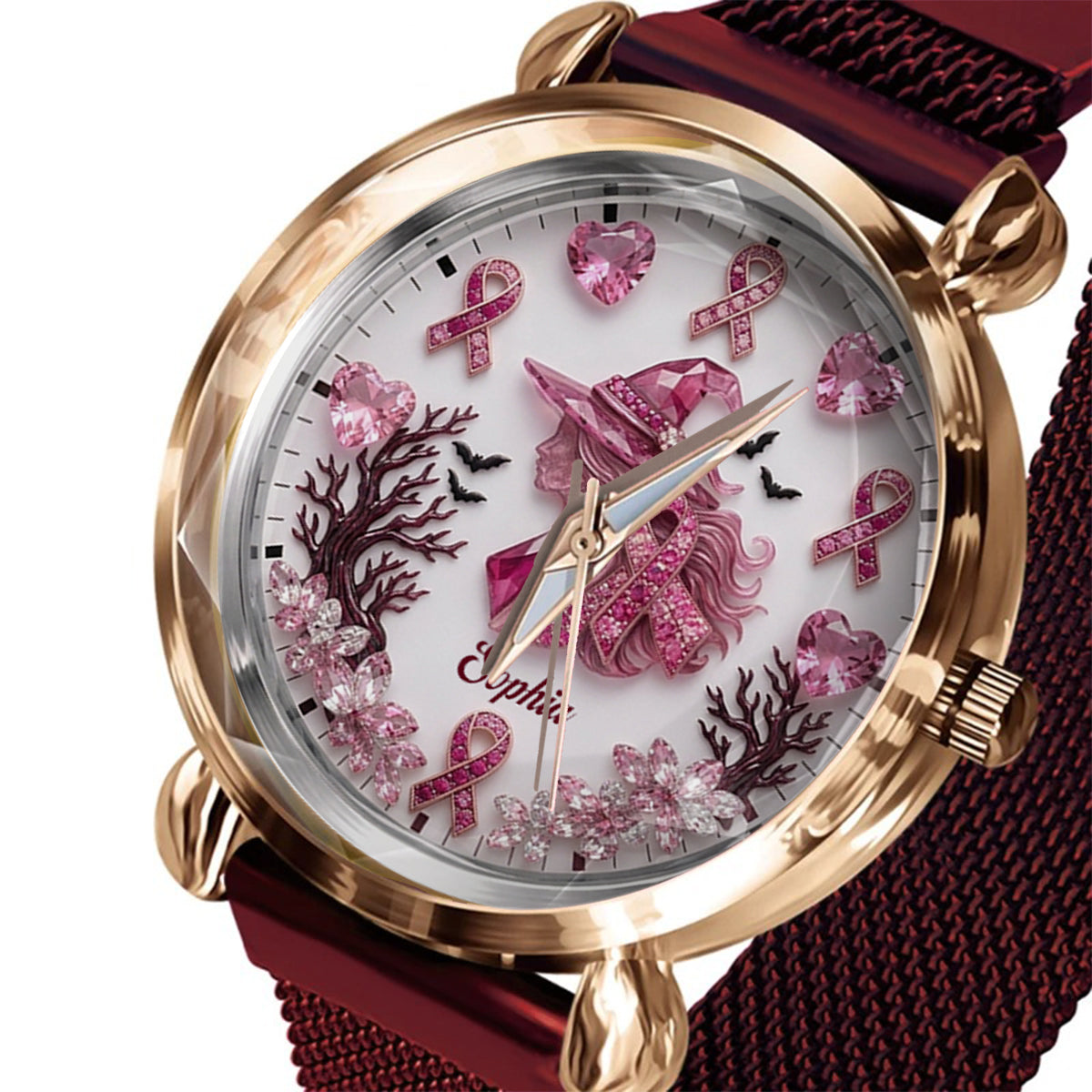 Montre Femme Personnalisée - Sensibilisation au Cancer du Sein