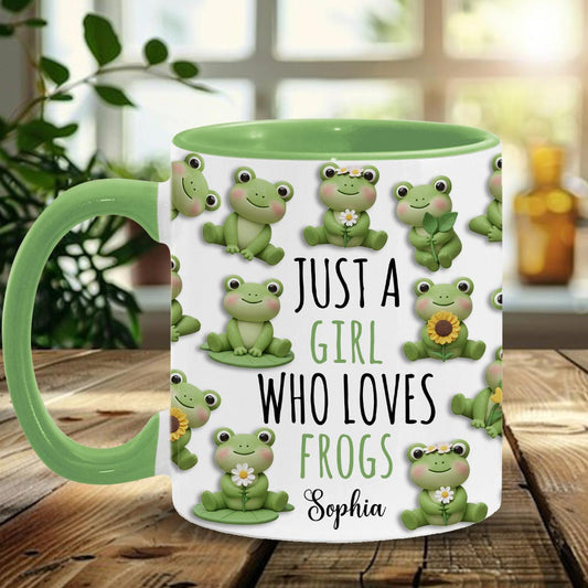 Just A Girl Who Loves Frogs - Personalized Frog Accent Mug