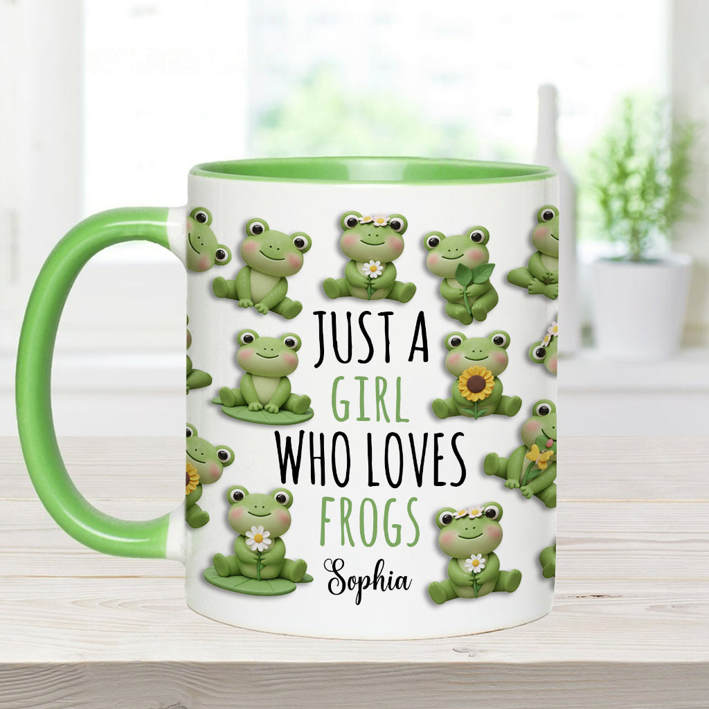 Just A Girl Who Loves Frogs - Personalized Frog Accent Mug