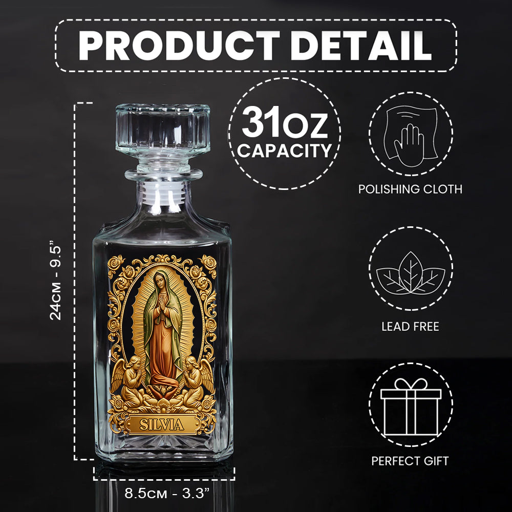 Personalisiertes christliches Whisky-Dekanter-Set „Unsere Liebe Frau von Guadalupe“