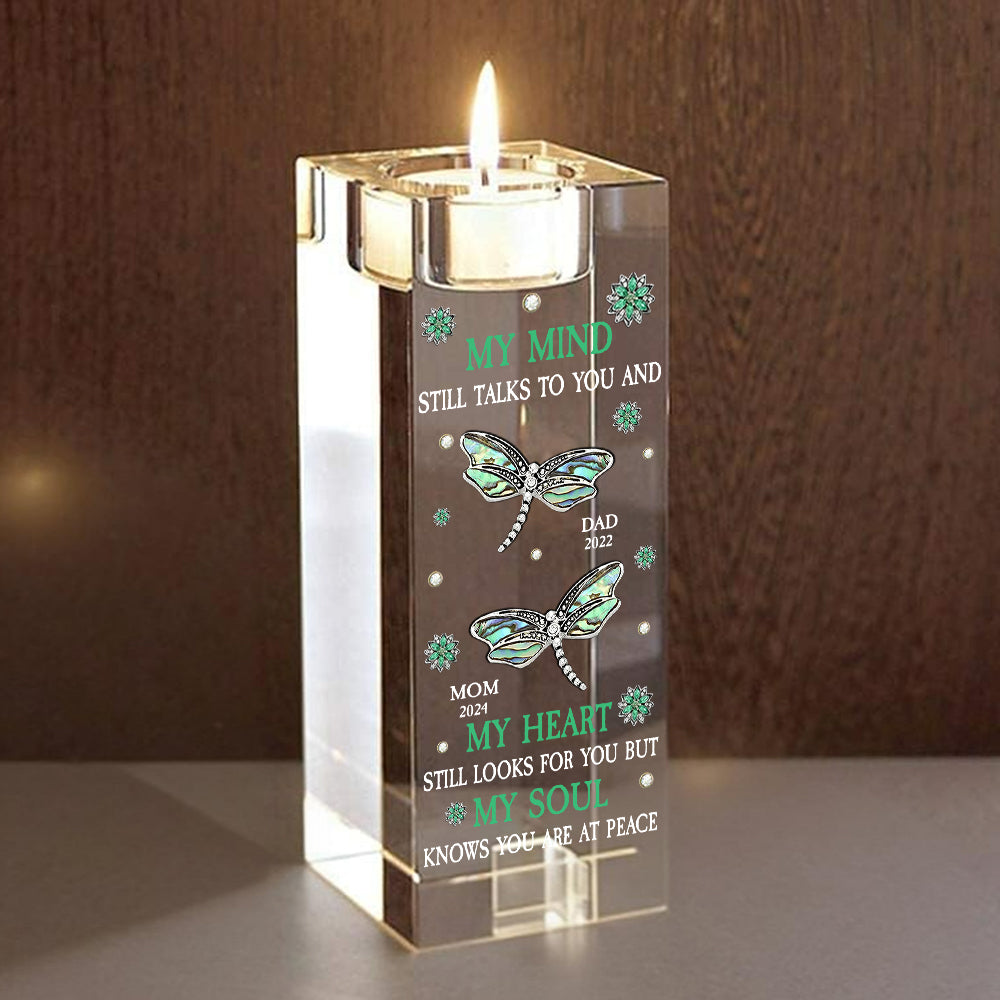 My Mind Still Talks To You - Personalized Memorial Glass Candle Holder