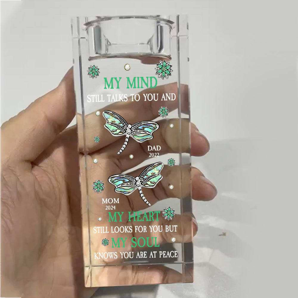 My Mind Still Talks To You - Personalized Memorial Glass Candle Holder