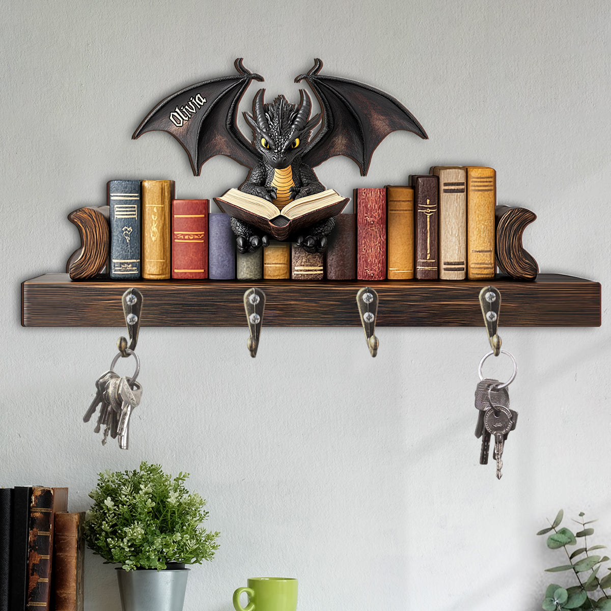 Je suis un dragon des livres - Porte-clés personnalisé en forme de livre
