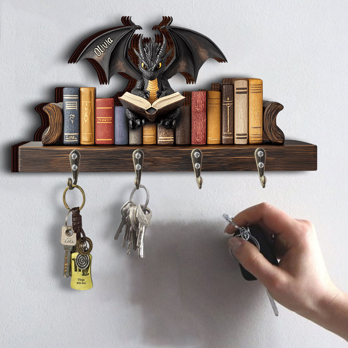 Je suis un dragon des livres - Porte-clés personnalisé en forme de livre