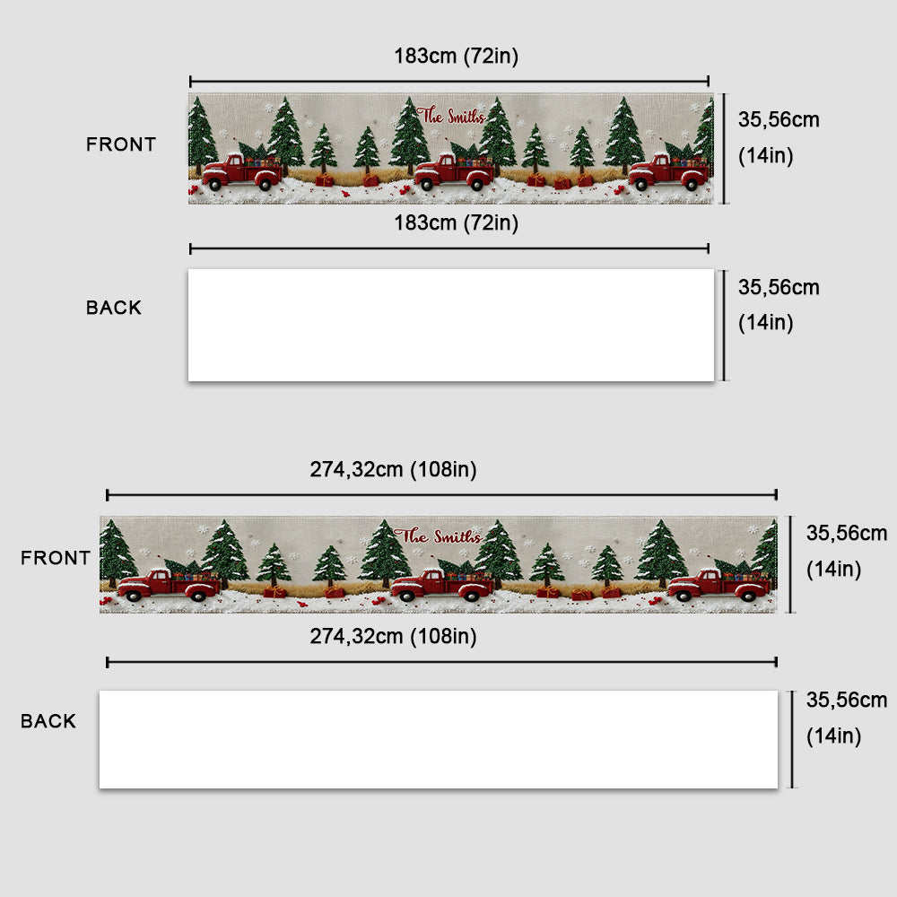 Alle Herzen kommen zu Weihnachten nach Hause – Personalisierter Tischläufer für die ganze Familie