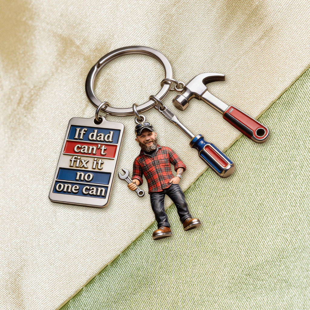 Photo Personnalisée - Porte-Clés Personnalisé Pour Père Avec Charms