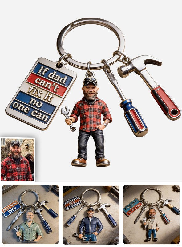 Photo Personnalisée - Porte-Clés Personnalisé Pour Père Avec Charms