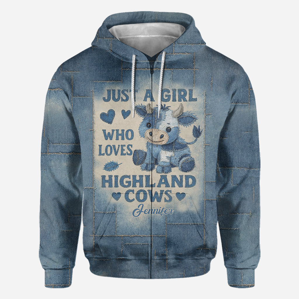 Une fille qui aime les vaches des Highlands - T-shirt personnalisé avec motif vache des Highlands