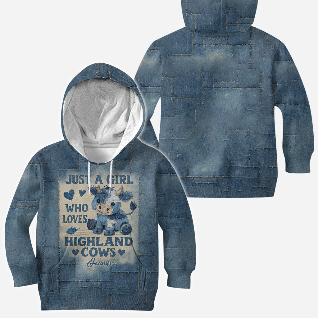 Une fille qui aime les vaches des Highlands - T-shirt personnalisé avec motif vache des Highlands