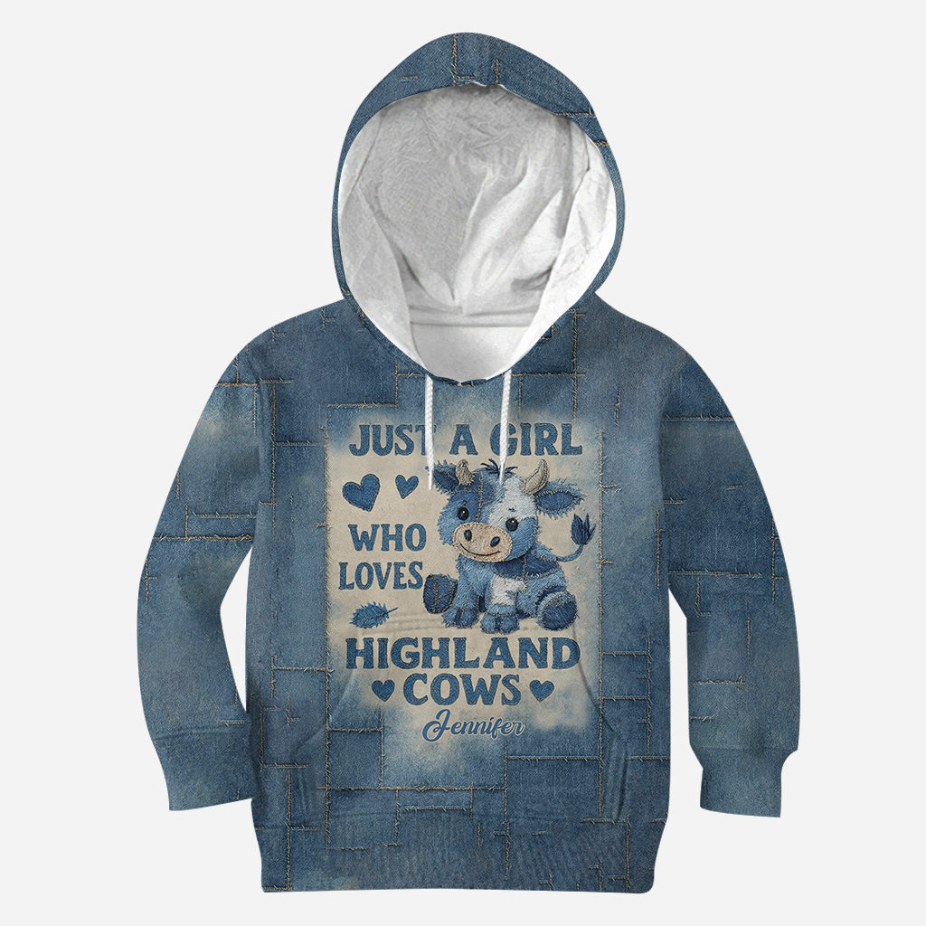 Une fille qui aime les vaches des Highlands - T-shirt personnalisé avec motif vache des Highlands