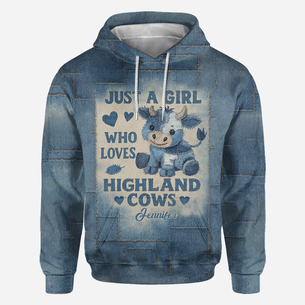 Une fille qui aime les vaches des Highlands - T-shirt personnalisé avec motif vache des Highlands