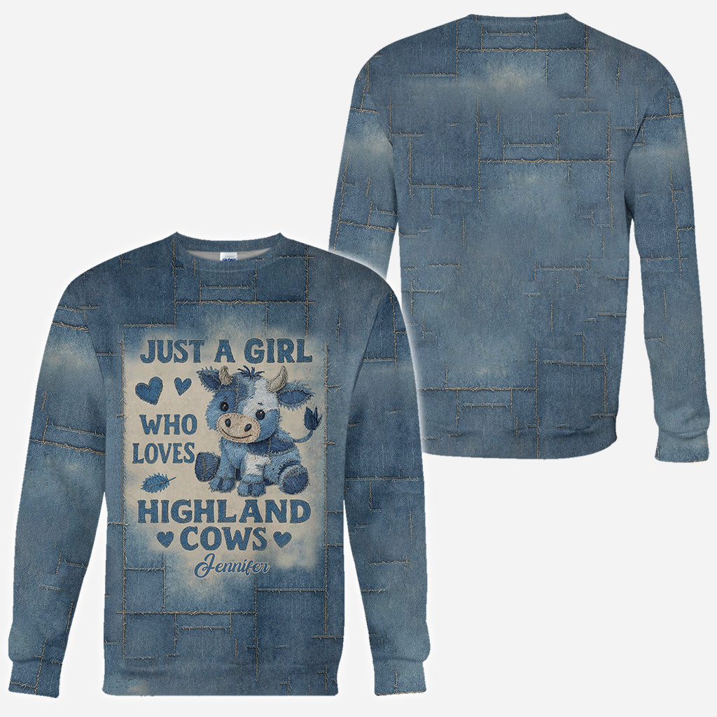 Une fille qui aime les vaches des Highlands - T-shirt personnalisé avec motif vache des Highlands