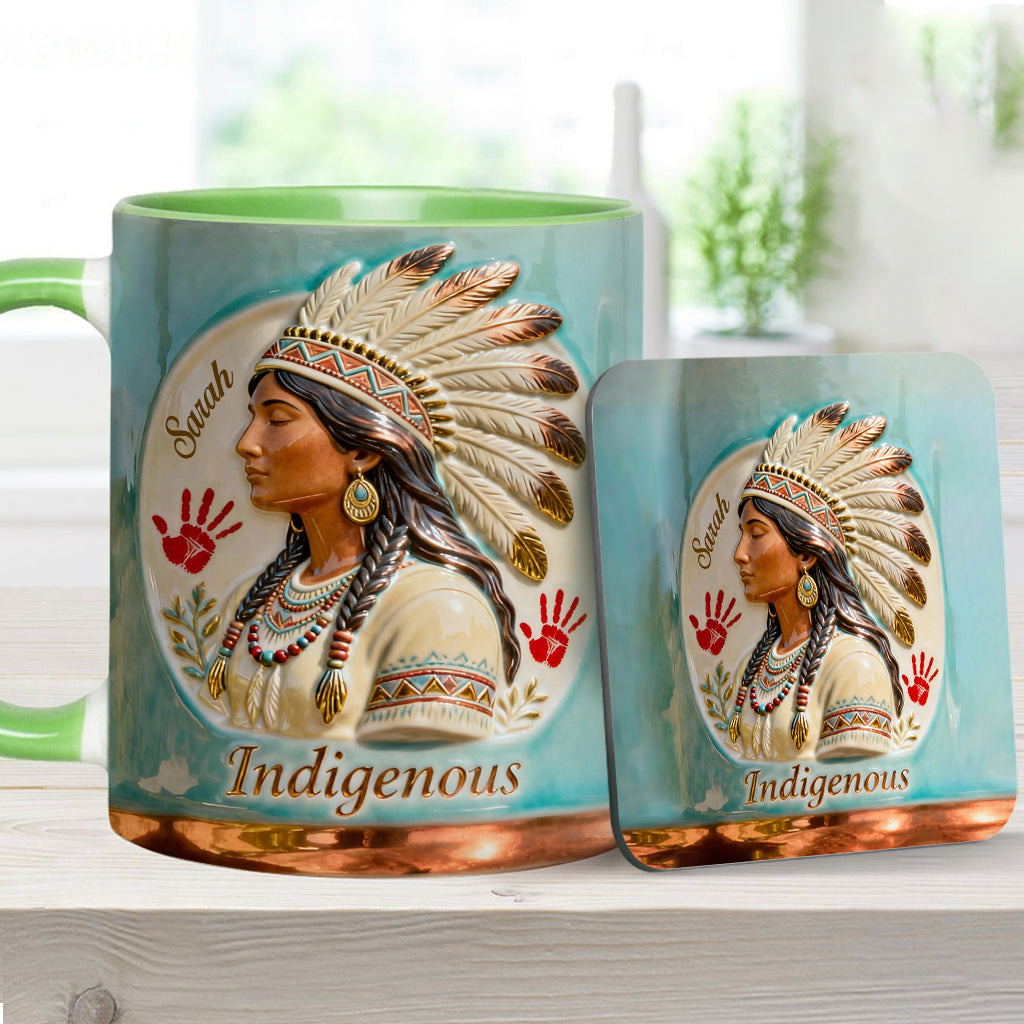 Mug et sous-verre personnalisés à motif amérindien - Autochtone