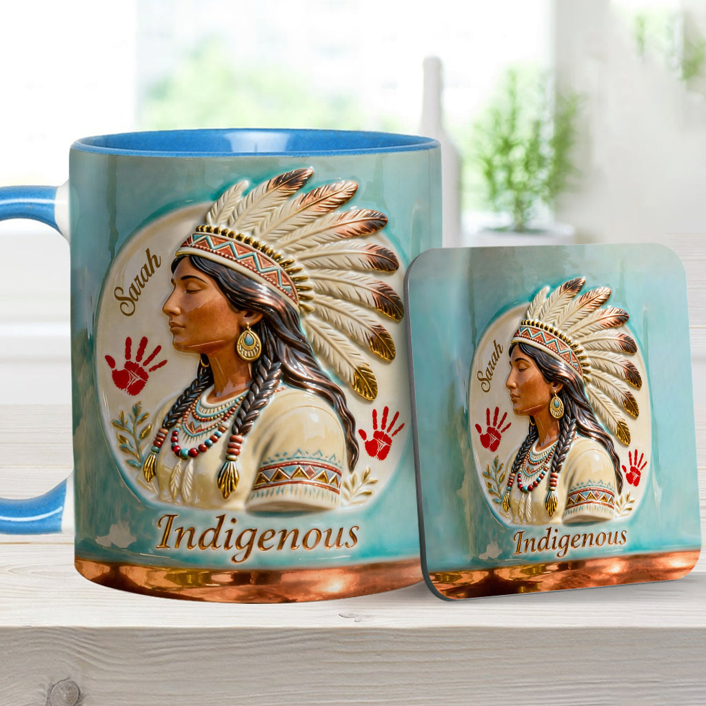 Mug et sous-verre personnalisés à motif amérindien - Autochtone