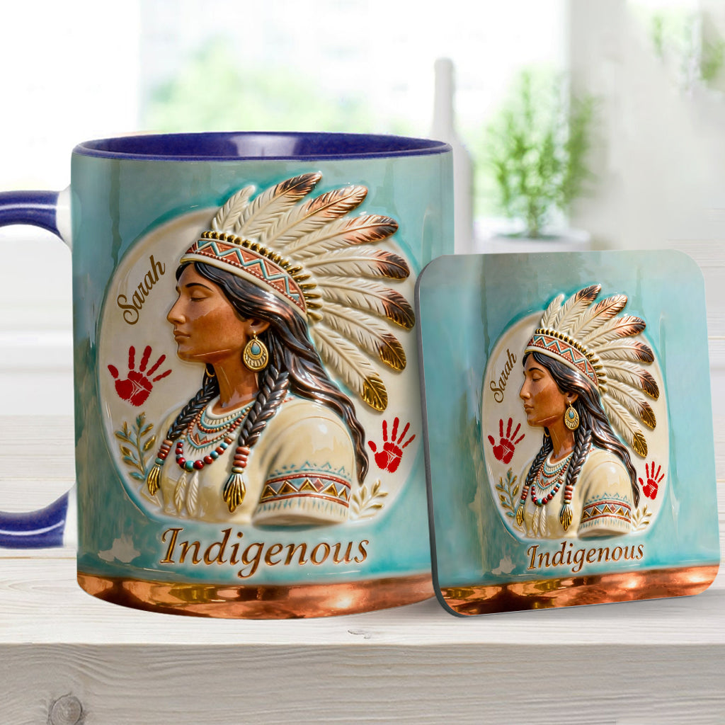 Mug et sous-verre personnalisés à motif amérindien - Autochtone