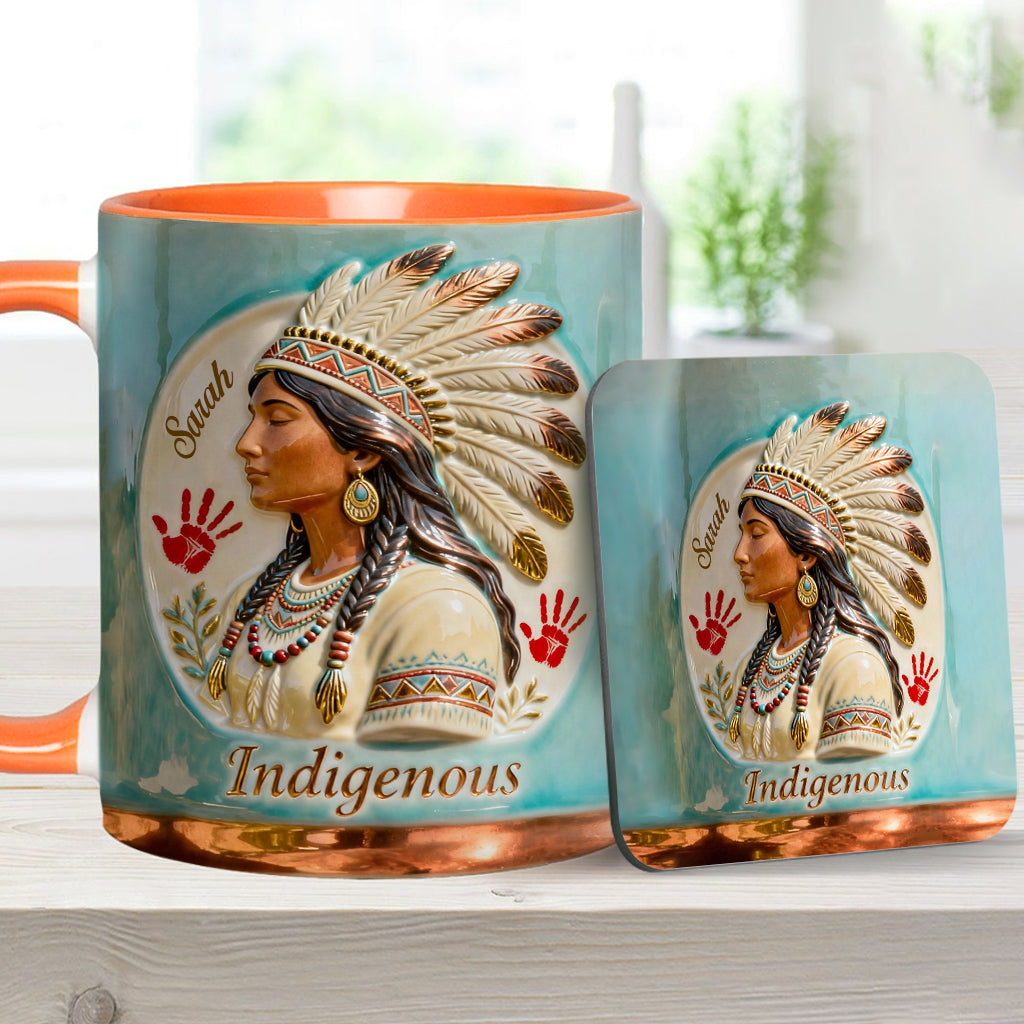 Mug et sous-verre personnalisés à motif amérindien - Autochtone