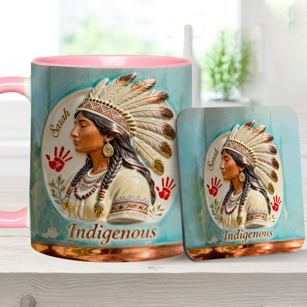 Mug et sous-verre personnalisés à motif amérindien - Autochtone