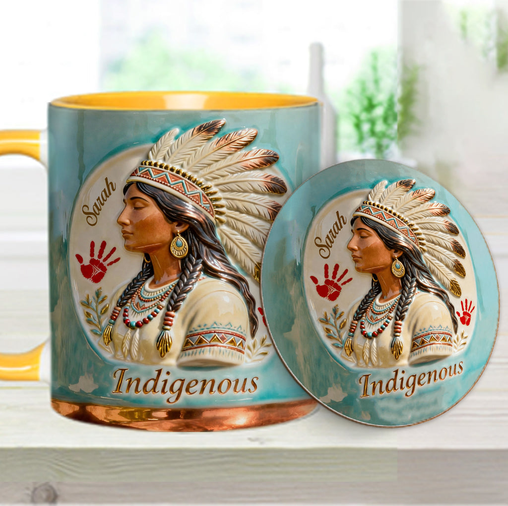 Mug et sous-verre personnalisés à motif amérindien - Autochtone