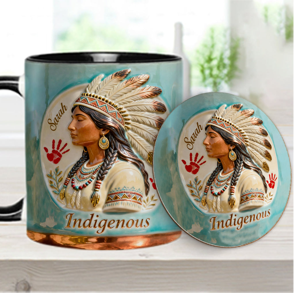 Mug et sous-verre personnalisés à motif amérindien - Autochtone