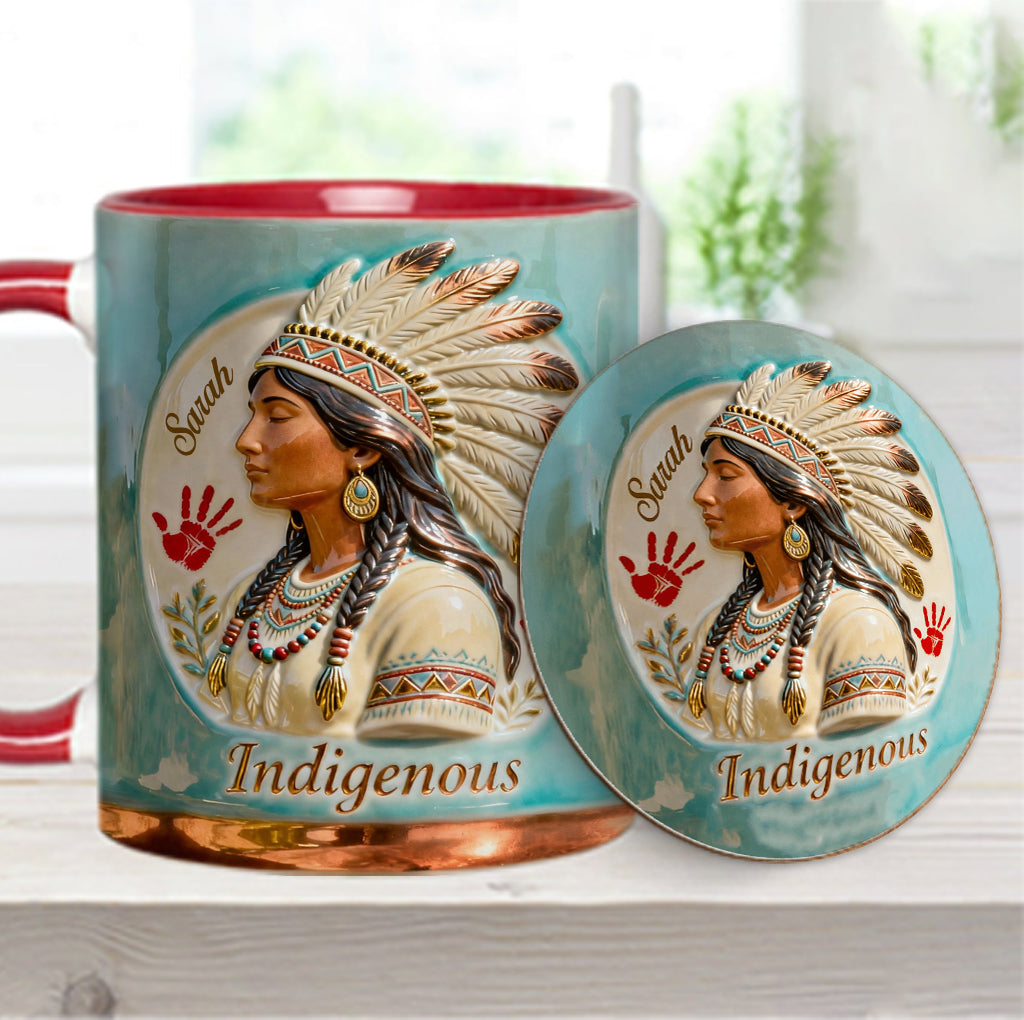 Mug et sous-verre personnalisés à motif amérindien - Autochtone