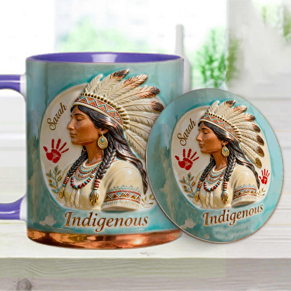 Mug et sous-verre personnalisés à motif amérindien - Autochtone