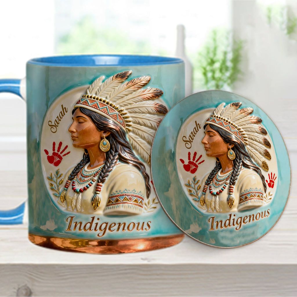 Mug et sous-verre personnalisés à motif amérindien - Autochtone