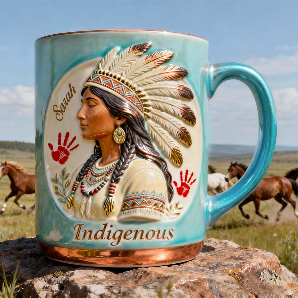 Mug et sous-verre personnalisés à motif amérindien - Autochtone