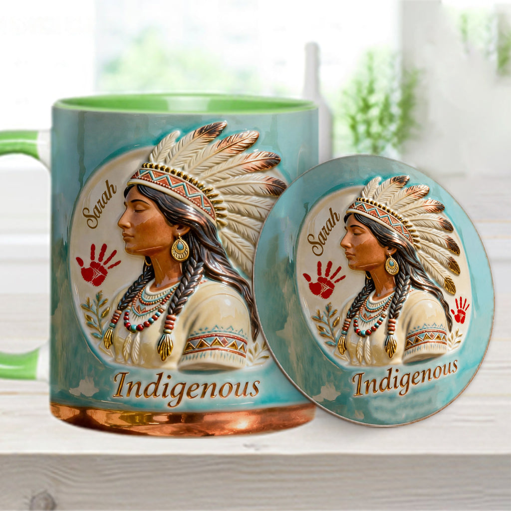 Mug et sous-verre personnalisés à motif amérindien - Autochtone