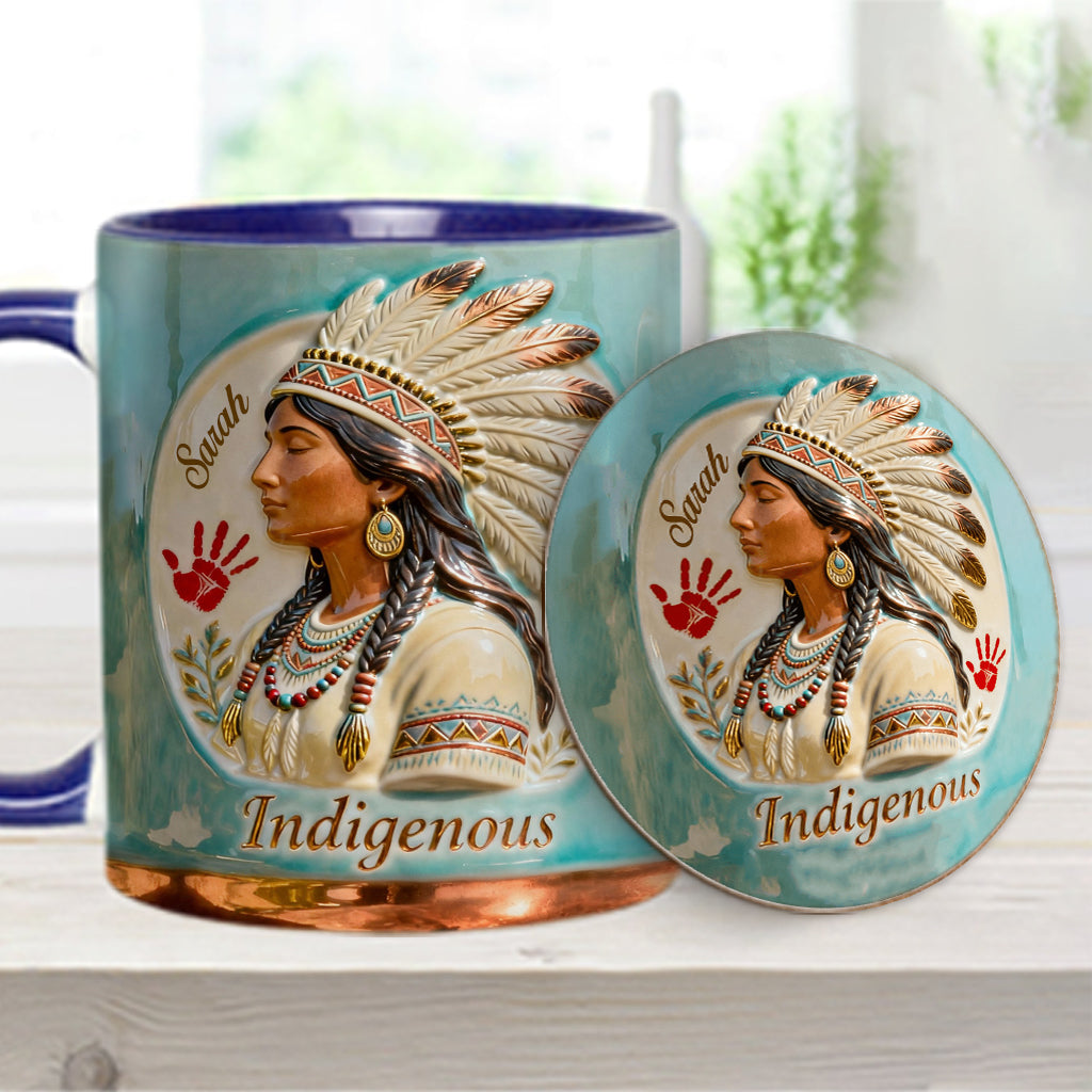 Mug et sous-verre personnalisés à motif amérindien - Autochtone