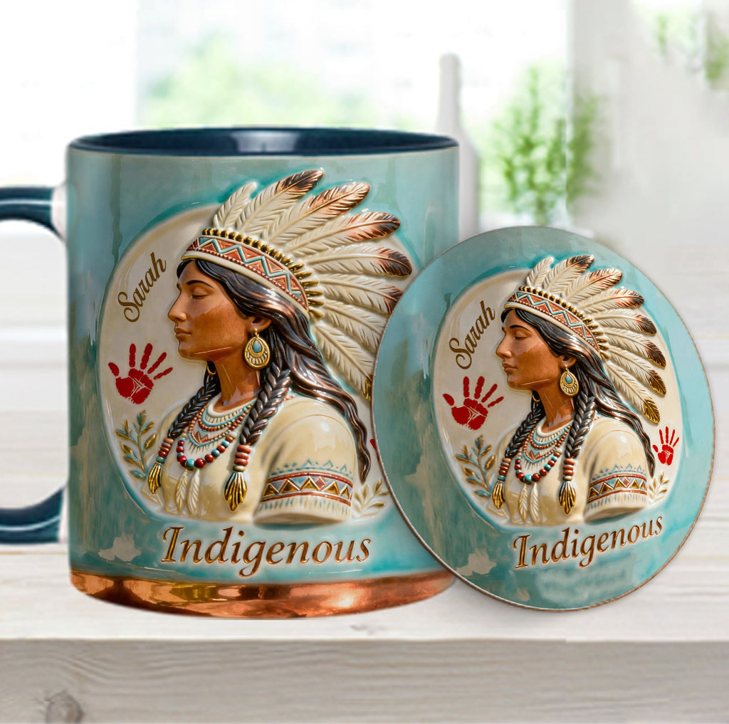 Mug et sous-verre personnalisés à motif amérindien - Autochtone