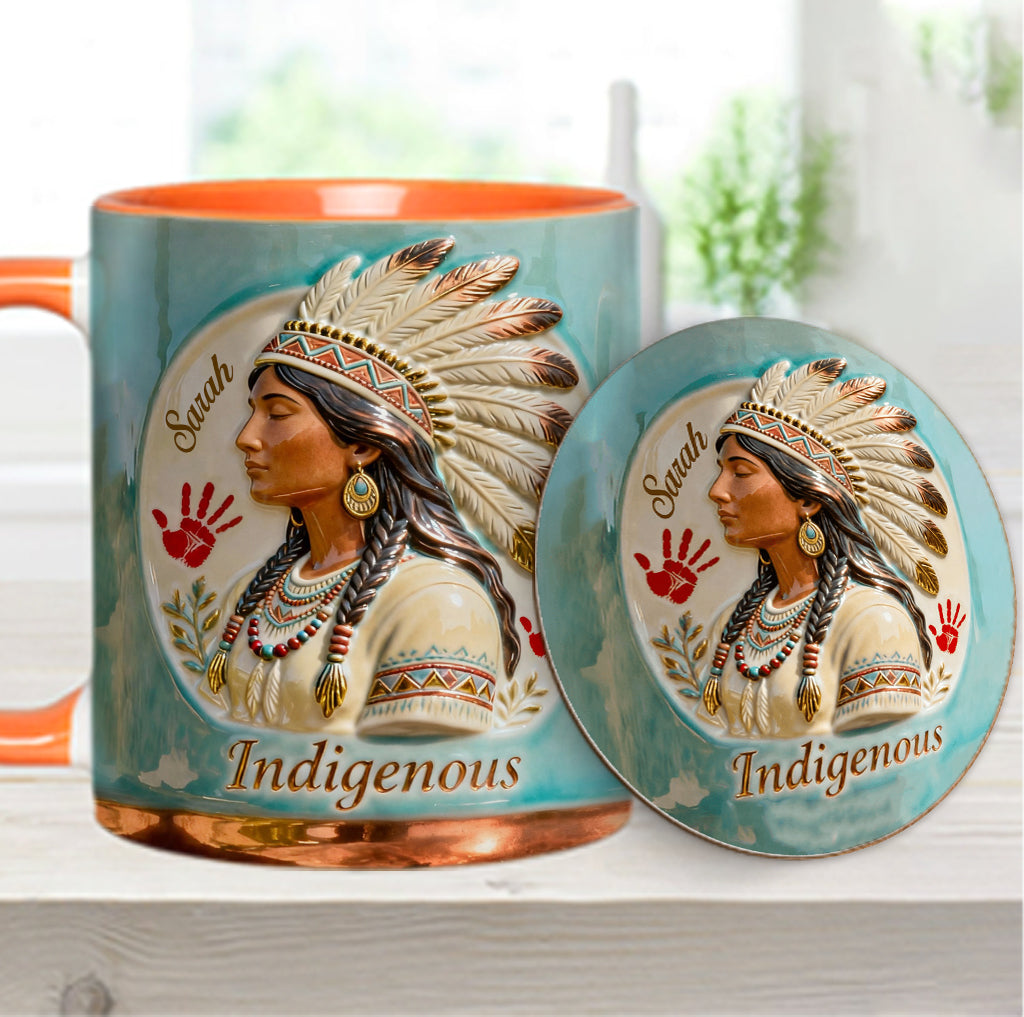 Mug et sous-verre personnalisés à motif amérindien - Autochtone
