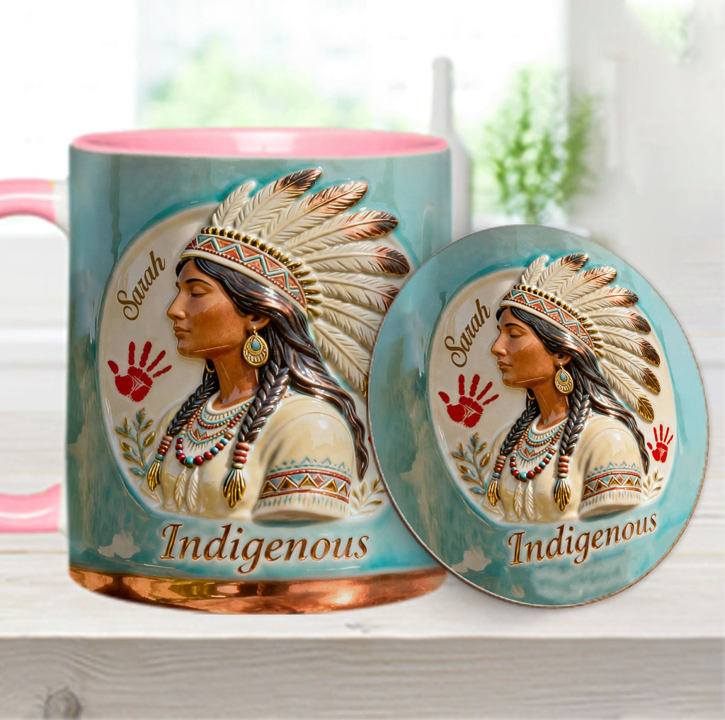 Mug et sous-verre personnalisés à motif amérindien - Autochtone