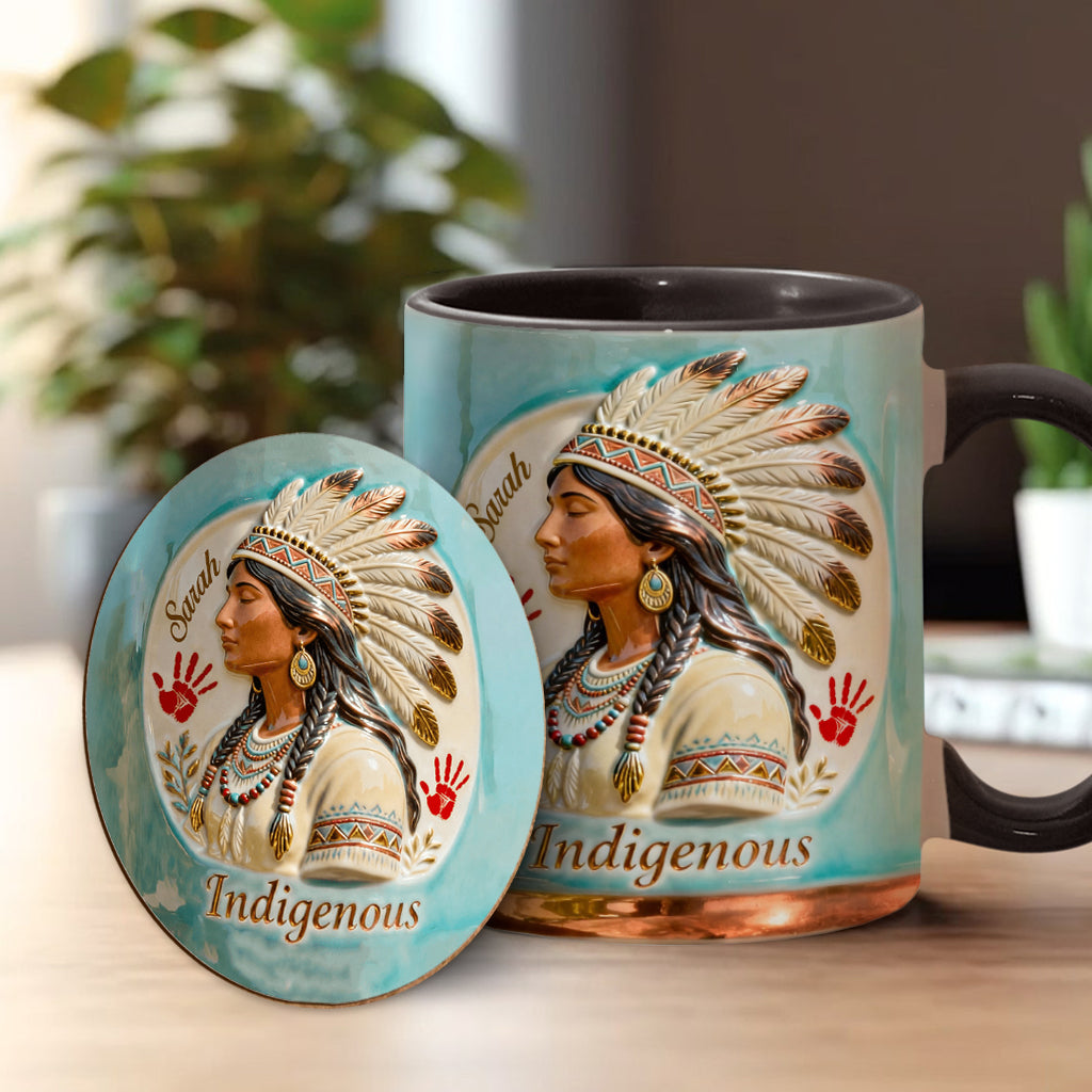 Mug et sous-verre personnalisés à motif amérindien - Autochtone