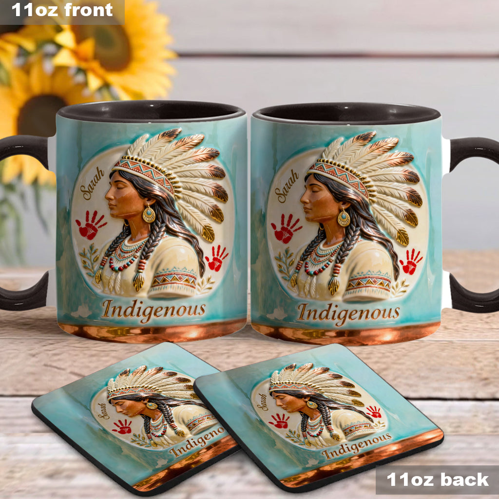 Mug et sous-verre personnalisés à motif amérindien - Autochtone
