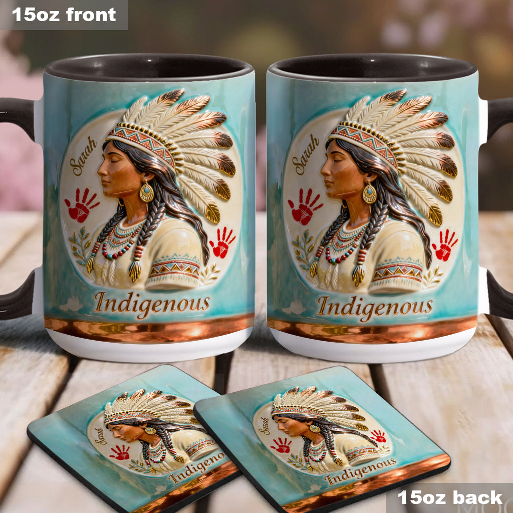 Mug et sous-verre personnalisés à motif amérindien - Autochtone