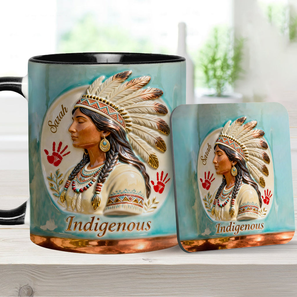 Mug et sous-verre personnalisés à motif amérindien - Autochtone