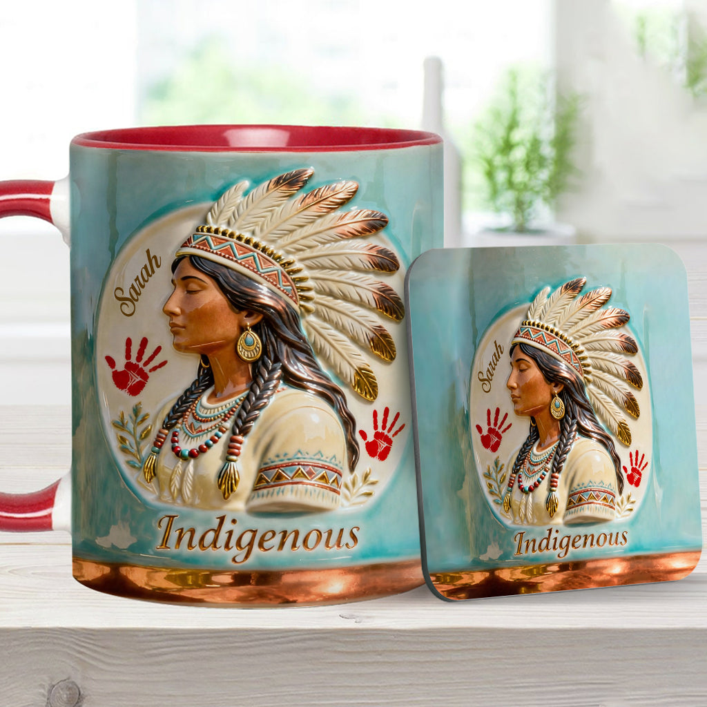 Mug et sous-verre personnalisés à motif amérindien - Autochtone