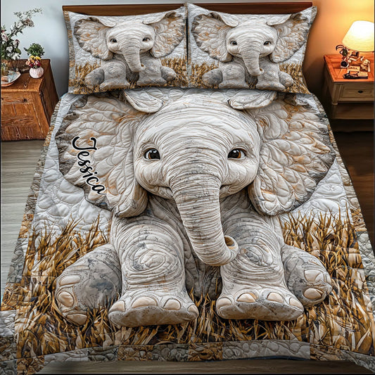 Niedlicher Elefant – Personalisiertes Elefanten-Bettwäscheset