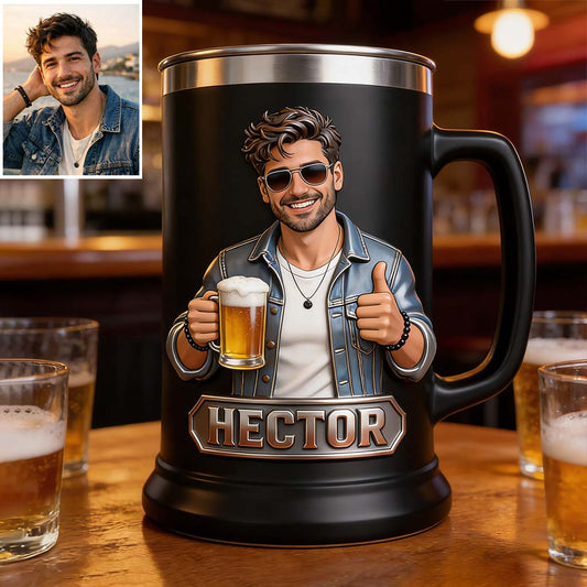 Chopine à bière personnalisée avec photo pour les amateurs de bière - Chope à bière personnalisée
