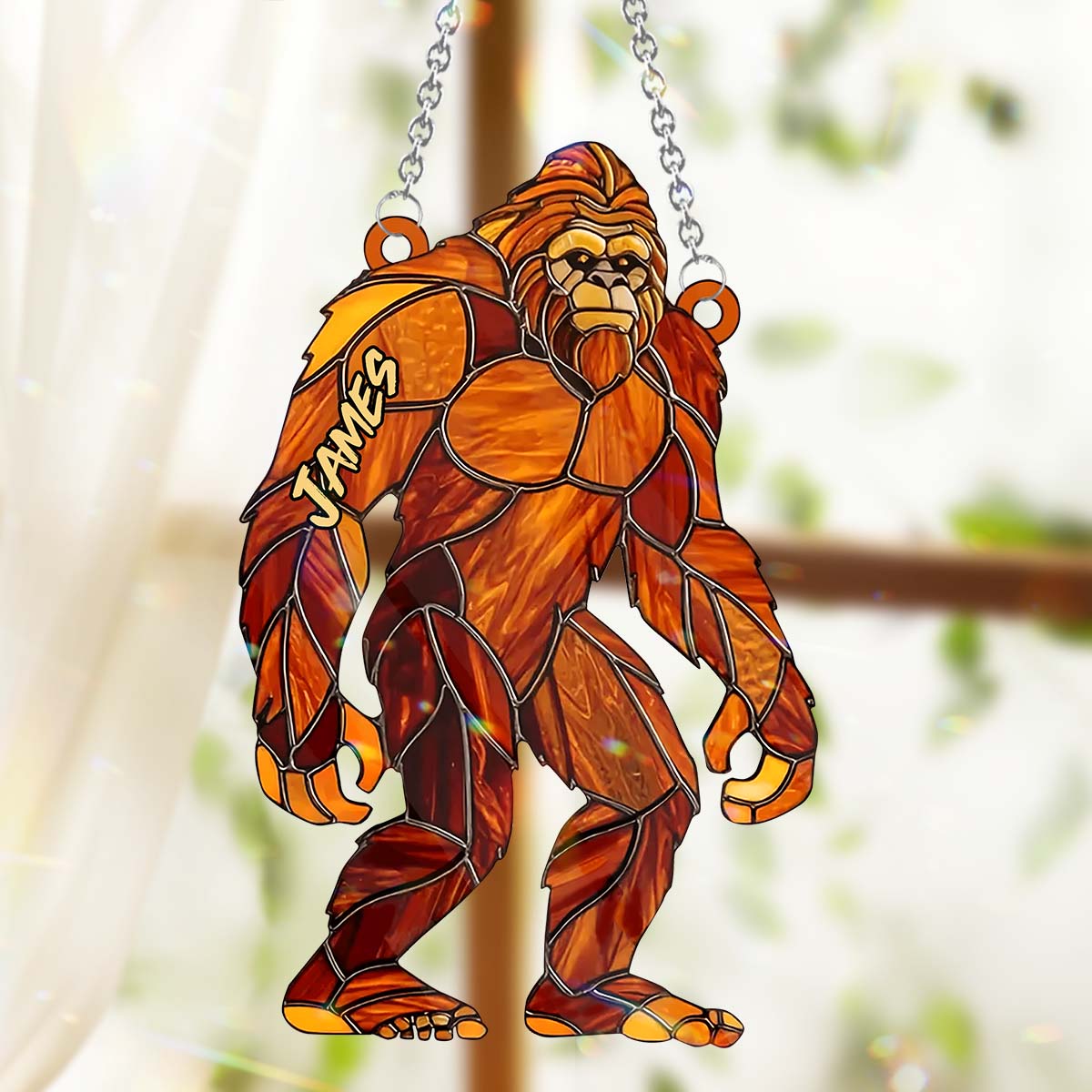 Sasquatch – Personalisierter Camping-Fensterhänger-Sonnenfänger 