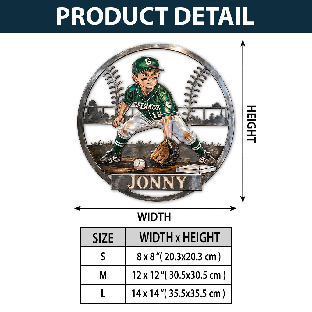 Custom Metal Sign For Softball/ Baseball Kid Or Any Sport - Personalized Baseball 3D Printed Cut Metal Sign