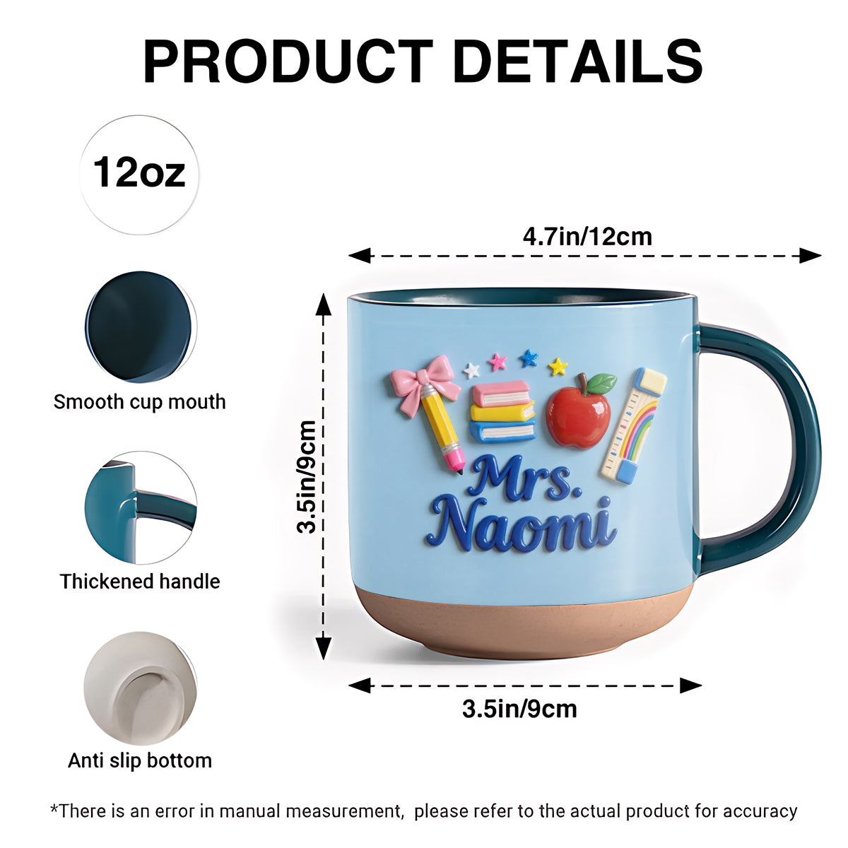 Kawaii School Teacher Gift Personalized - Personalized Teacher Printed Pottery Mug