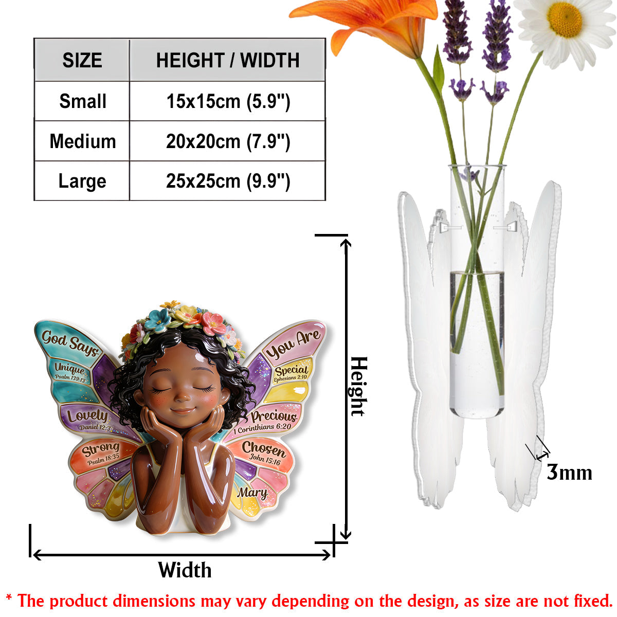 Gott sagt, du bist es – Personalisierte Acryl-Blumenvase in individueller Form für Afroamerikaner