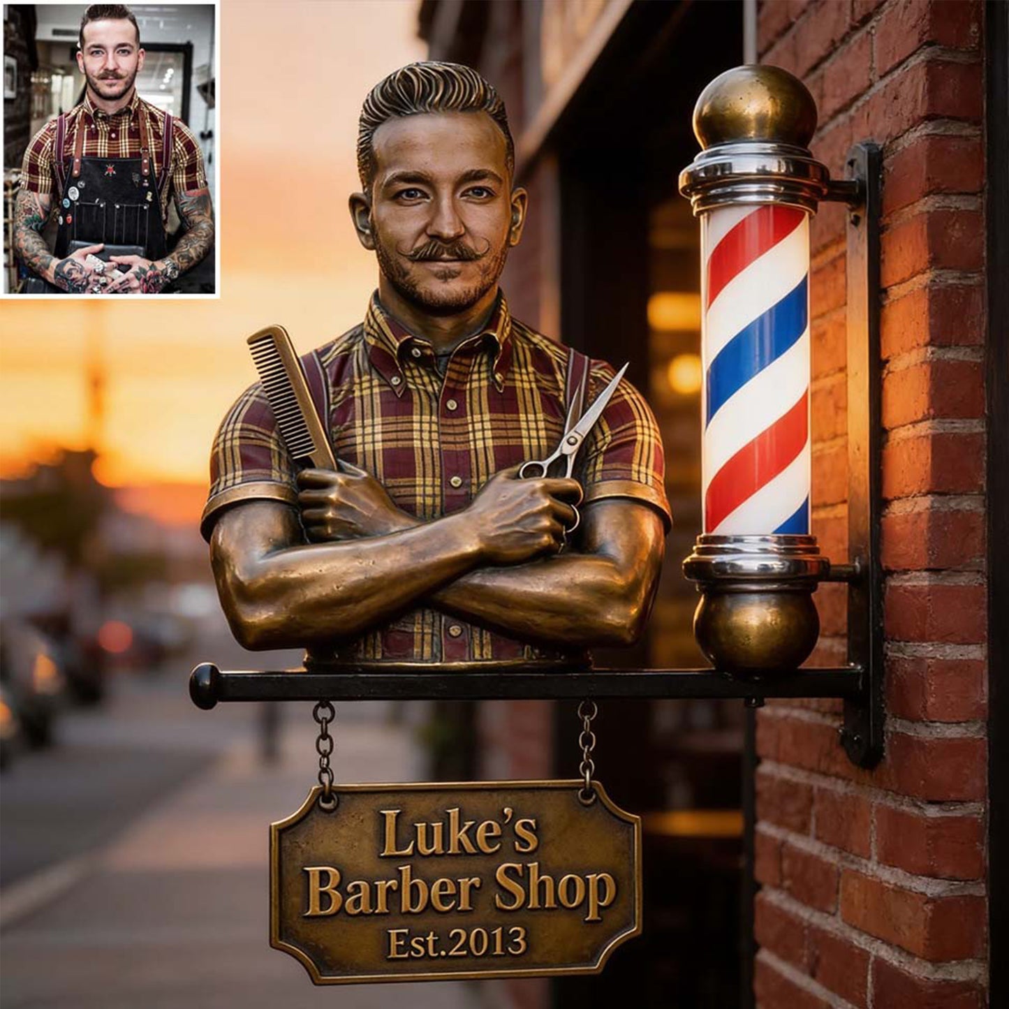 Das Signature Hair Studio Schild - Personalisierbares Friseurschild aus Holz